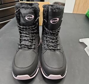 Brand New, Never Worn Black and Pink Snow Boots